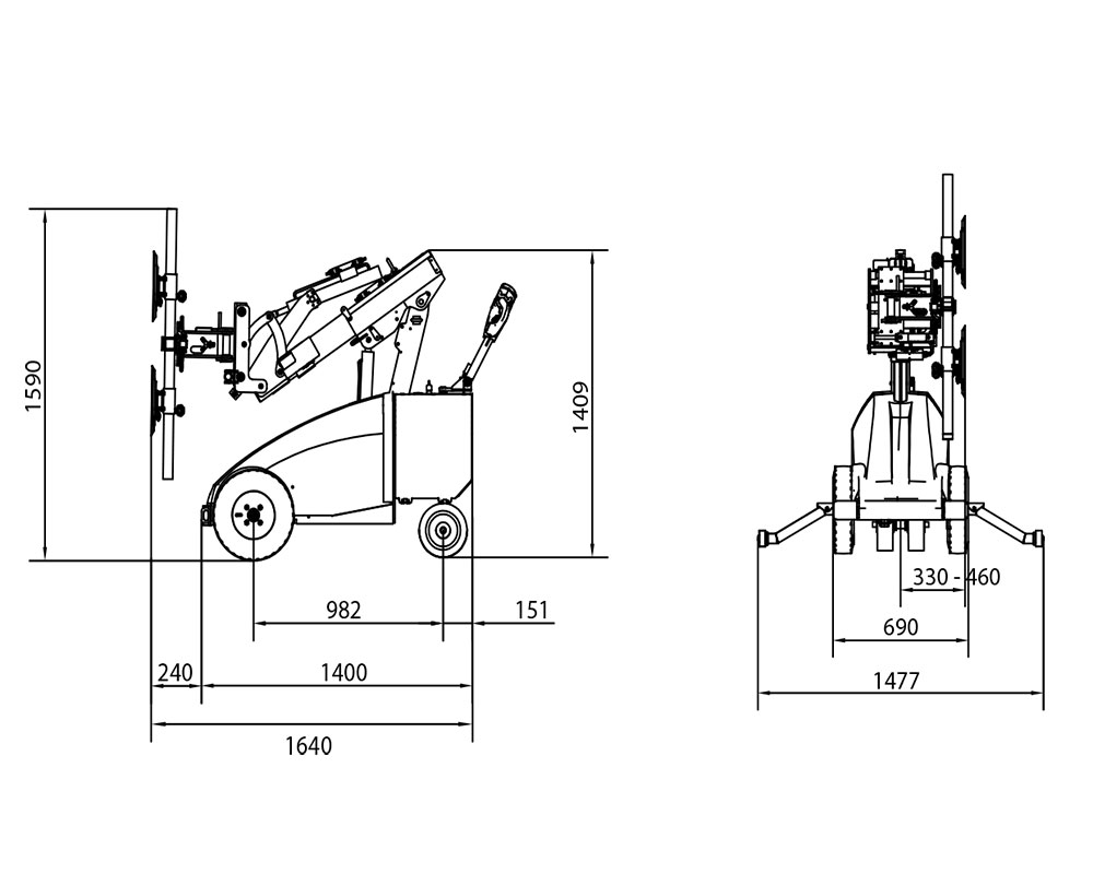 Appareil de pose de vitres GMG 400 avec une capacité de charge de 460 kg | Appareil de pose de vitres GMG 400 avec une capacité de charge de 460 kg