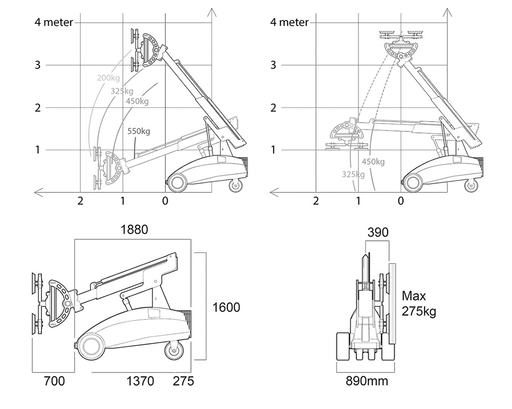 GMG 575 Appareil de pose de vitres capacité de charge 575 kg | GMG 575 - Appareil de pose de vitres capacité de charge 575 kg