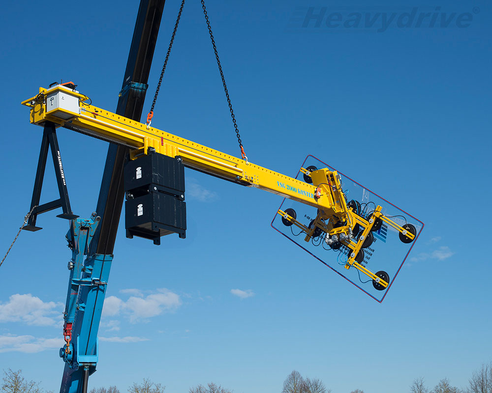 | Pose aérienne ou oblique avec mini-grue. Traverse à contrepoids et système à ventouses