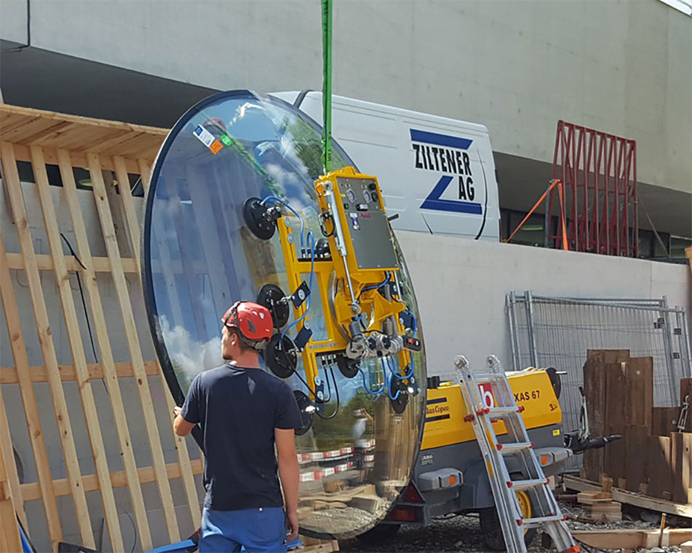 VSG 600 KR SP - Système à ventouses pour vitres courbées sphériques, capacité de charge jusqu’à 600 kg | VSG 600 KR SP - Système à ventouses pour vitres courbées sphériques, capacité de charge jusqu’à 600 kg