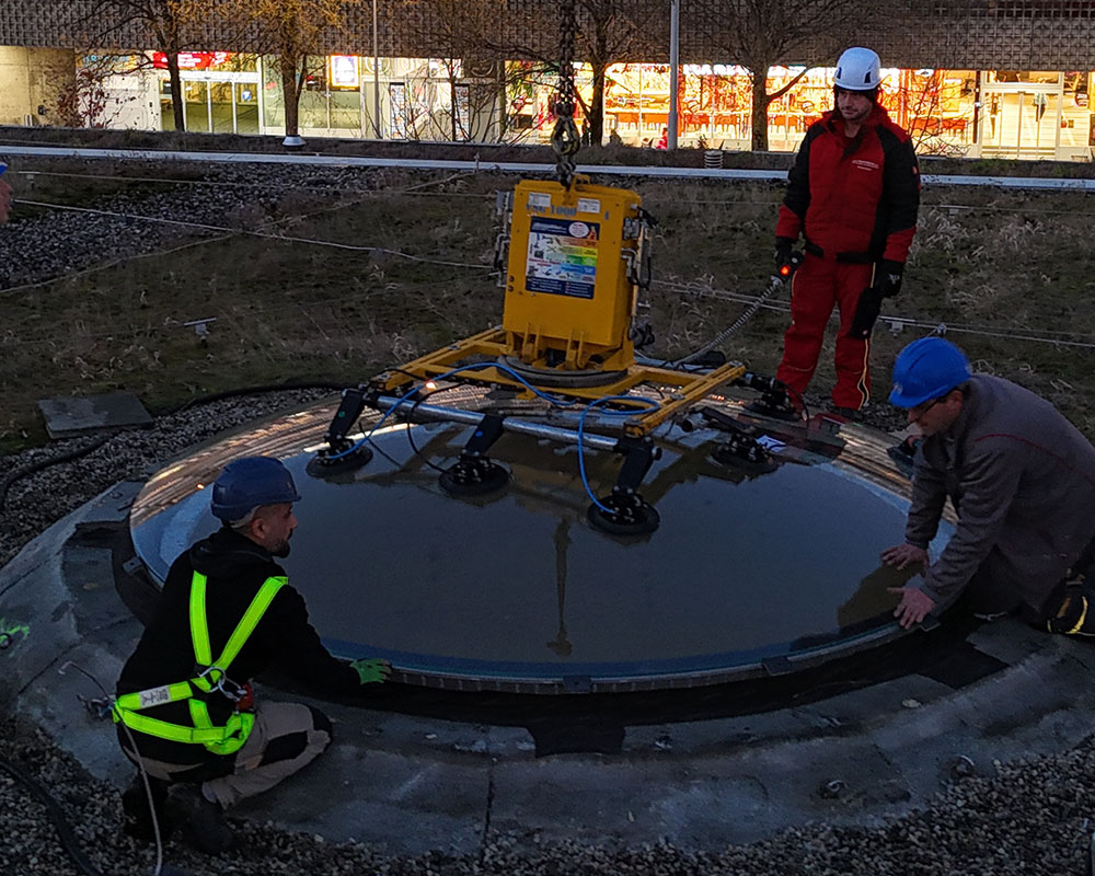 VSG 600 KR SP - Système à ventouses pour vitres courbées sphériques, capacité de charge jusqu’à 600 kg | VSG 600 KR SP - Système à ventouses pour vitres courbées sphériques, capacité de charge jusqu’à 600 kg