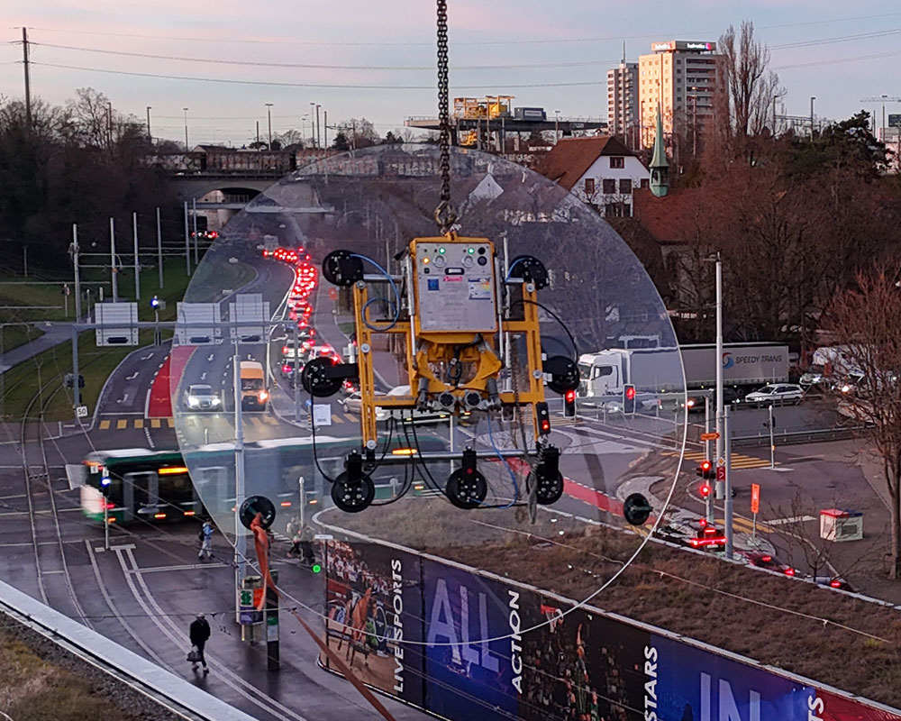 VSG 600 KR SP - Système à ventouses pour vitres courbées sphériques, capacité de charge jusqu’à 600 kg | VSG 600 KR SP - Système à ventouses pour vitres courbées sphériques, capacité de charge jusqu’à 600 kg